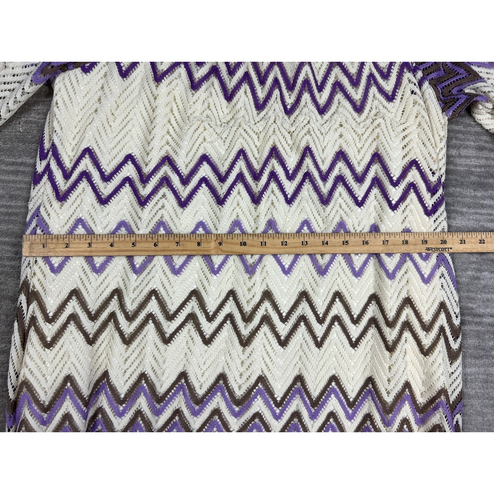 Fresh‎ of LA Dress Womens 3X Purple Chevron Crochet Knit 3/4 Sleeve Shift KD4647 - Picture 5 of 14